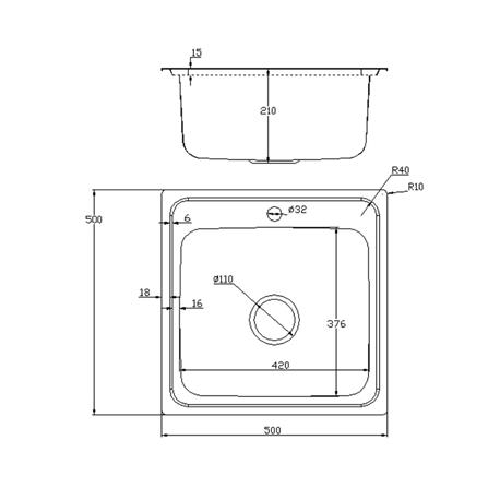 ซิงค์ฝัง 1หลุม LINEA V50.50 1B สเตนเลส_2