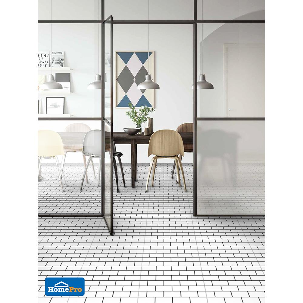 กระเบื้องพื้น 40x40 ซม. คอสโม่ นิว แบล็ค ไวท์ 0.96M2