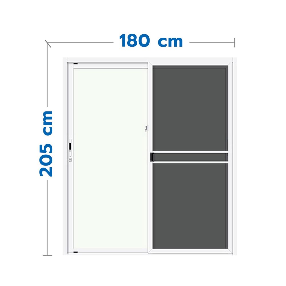 ประตูบานเลื่อน อะลูมิเนียม S-S มุ้ง LYNN X-SERIES 180x205 ซม. สีขาว