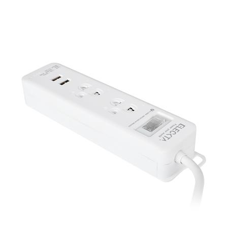 รางปลั๊กไฟ 2 ช่อง 1 สวิตช์ 2USB ELECKTA ET-222WH 2 ม._1