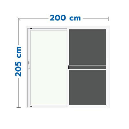 ประตูบานเลื่อน อะลูมิเนียม S-S มุ้ง LYNN X-SERIES 200x205 ซม. สีขาว_0