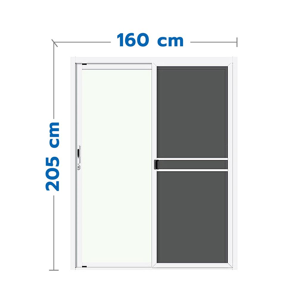 ประตูบานเลื่อน อะลูมิเนียม S-S มุ้ง LYNN X-SERIES 160x205 ซม. สีขาว