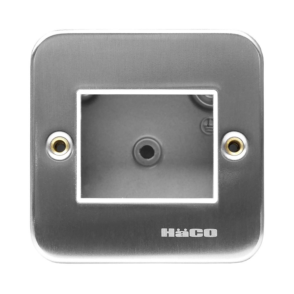 ชุดหน้ากาก 2 ช่อง HACO M1002+HM831 สีเงิน