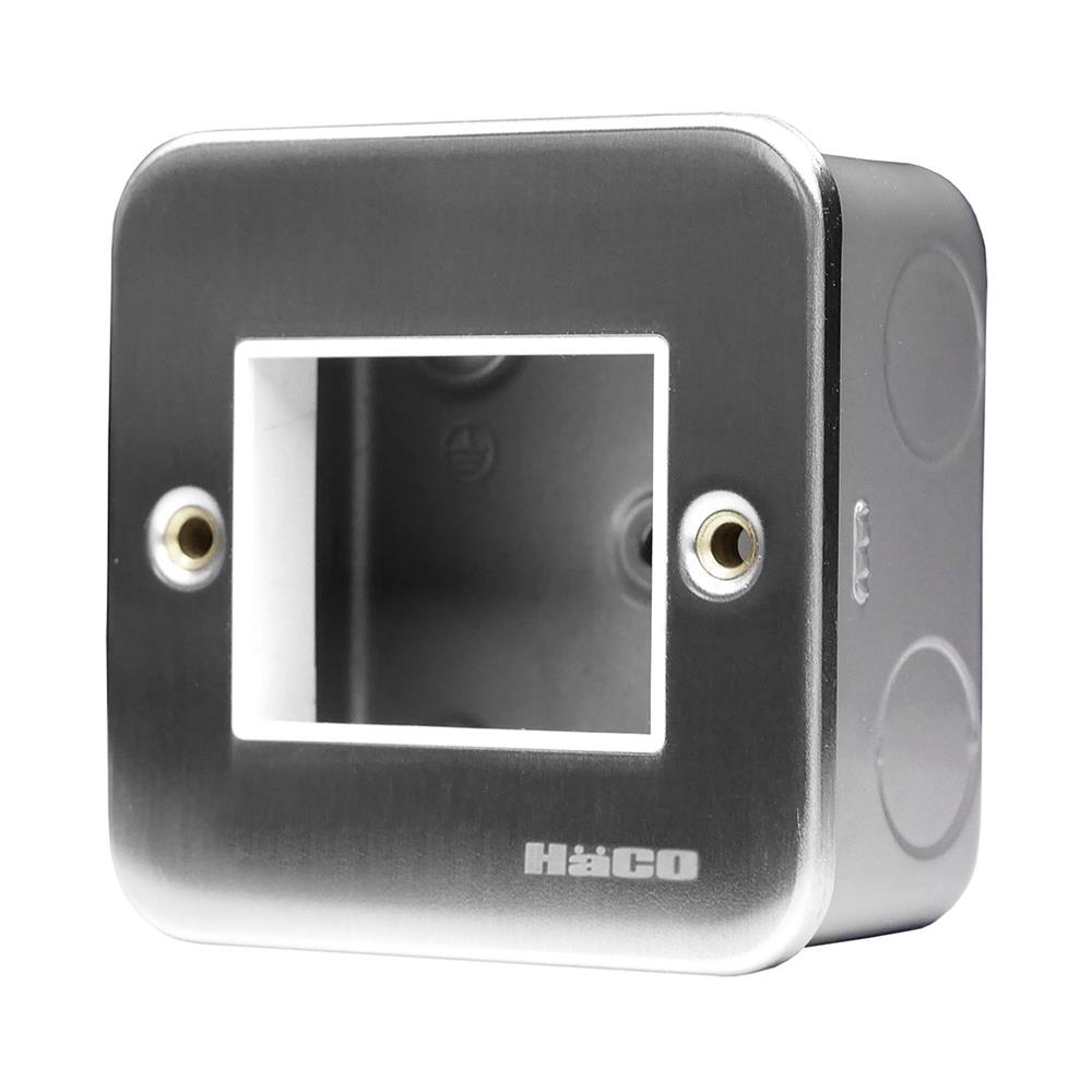 ชุดหน้ากาก 2 ช่อง HACO M1002+HM831 สีเงิน