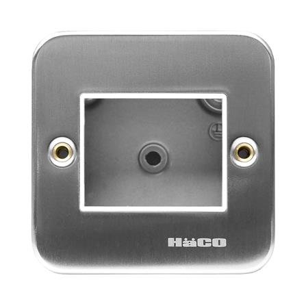 ชุดหน้ากาก 2 ช่อง HACO M1002+HM831 สีเงิน