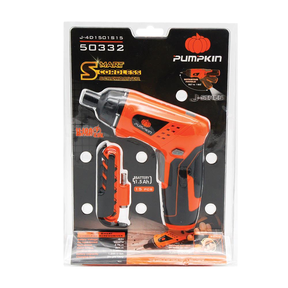 สว่านไขควงไร้สาย PUMPKIN J-4D1501S15 6.35 มม. 4 โวลต์