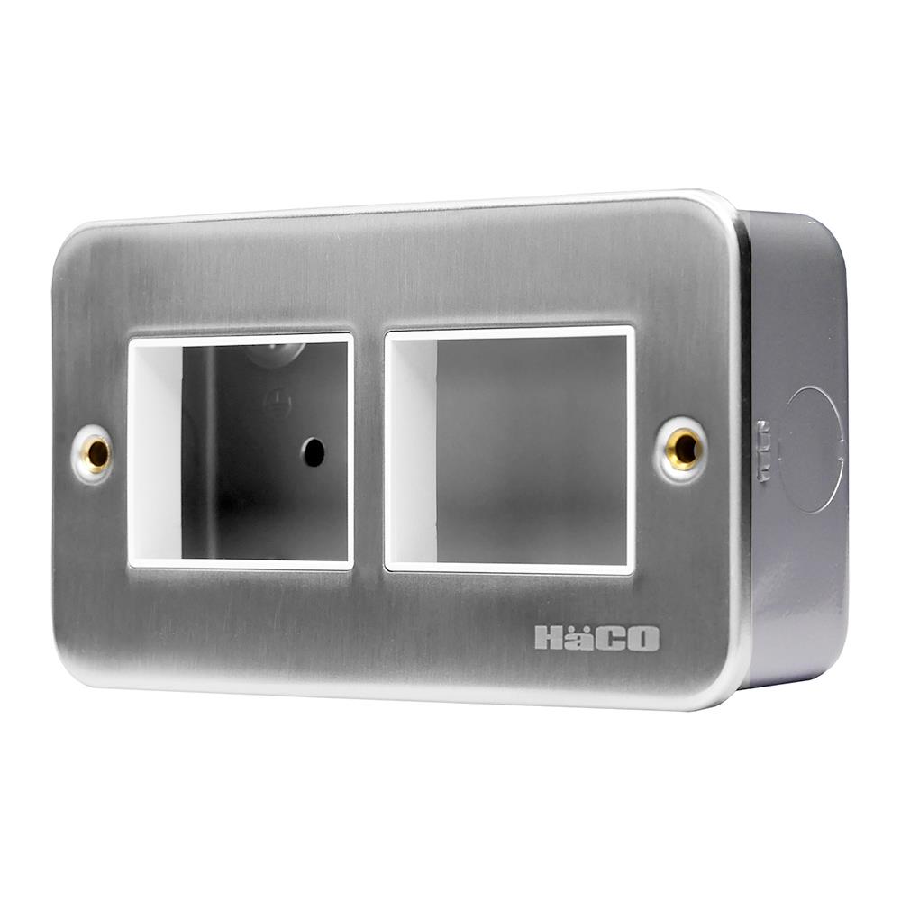 ชุดหน้ากาก 4 ช่อง HACO M1004+HM832 สีเงิน