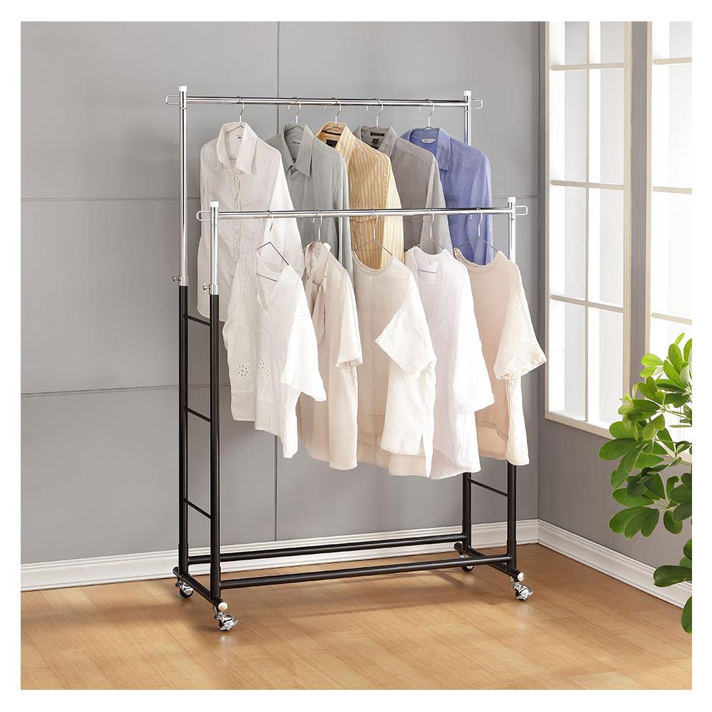 ราวแขวนผ้าบาร์คู่ปรับระดับ100.5x41x184cm สีดำ PLIM