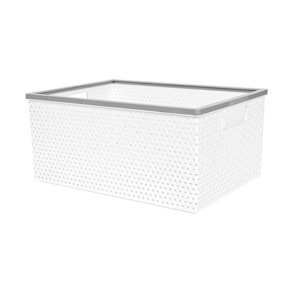 ตะกร้าผ้าเหลี่ยม PLIM STACK ไซซ์ L สีขาว_1