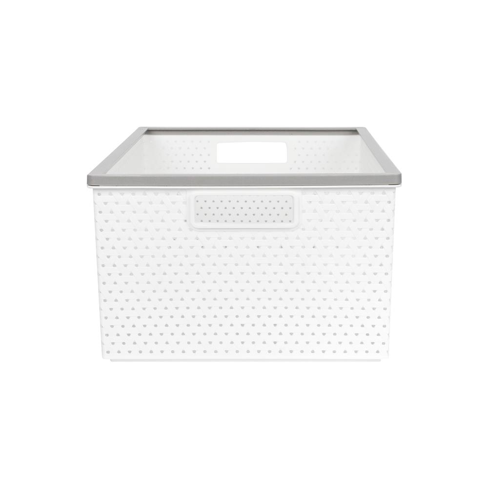 ตะกร้าผ้าเหลี่ยม PLIM STACK ไซซ์ L สีขาว