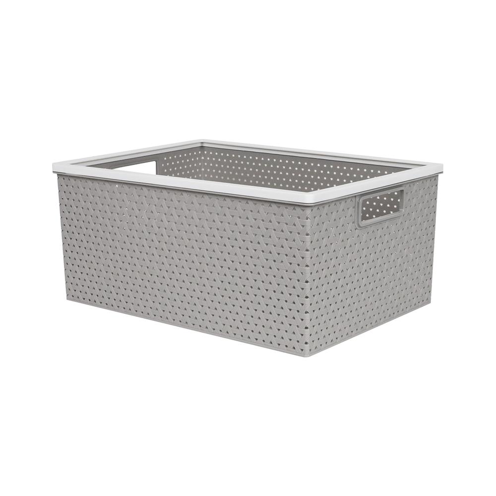 ตะกร้าผ้าเหลี่ยม PLIM STACK ไซซ์ L สีเทา_1