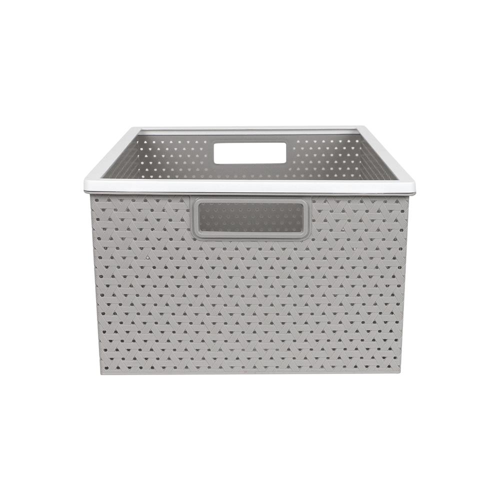 ตะกร้าผ้าเหลี่ยม PLIM STACK ไซซ์ L สีเทา