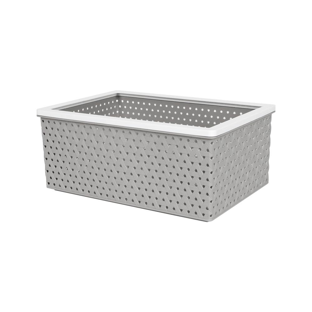 ตะกร้าผ้าเหลี่ยม PLIM STACK ไซซ์ S สีเทา_1