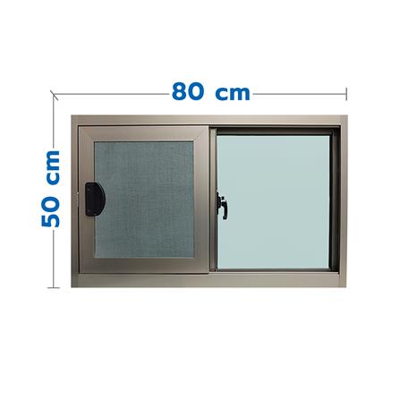 หน้าต่างบานเลื่อน อะลูมิเนียม S-S มุ้ง WINTOP 80X50 ซม. สีแชมเปญ_0