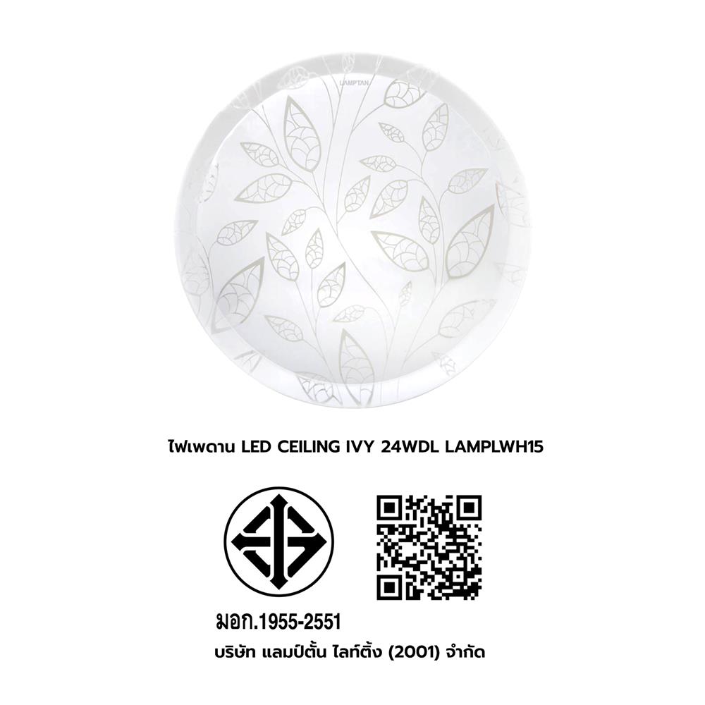 ไฟเพดาน LED LAMPTAN CEILING IVY 15 นิ้ว 24 วัตต์ DAYLIGHT สีขาว