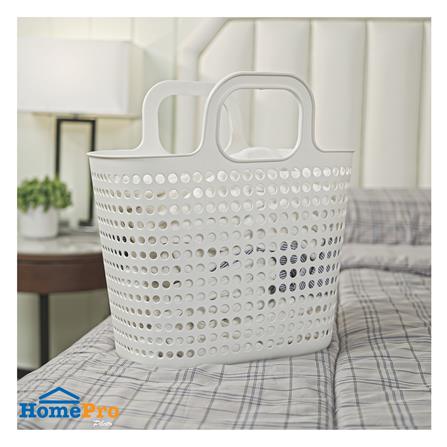 ตะกร้าผ้าเหลี่ยมหูหิ้ว PLIM BUBBLE SIZE M สีขาว_4