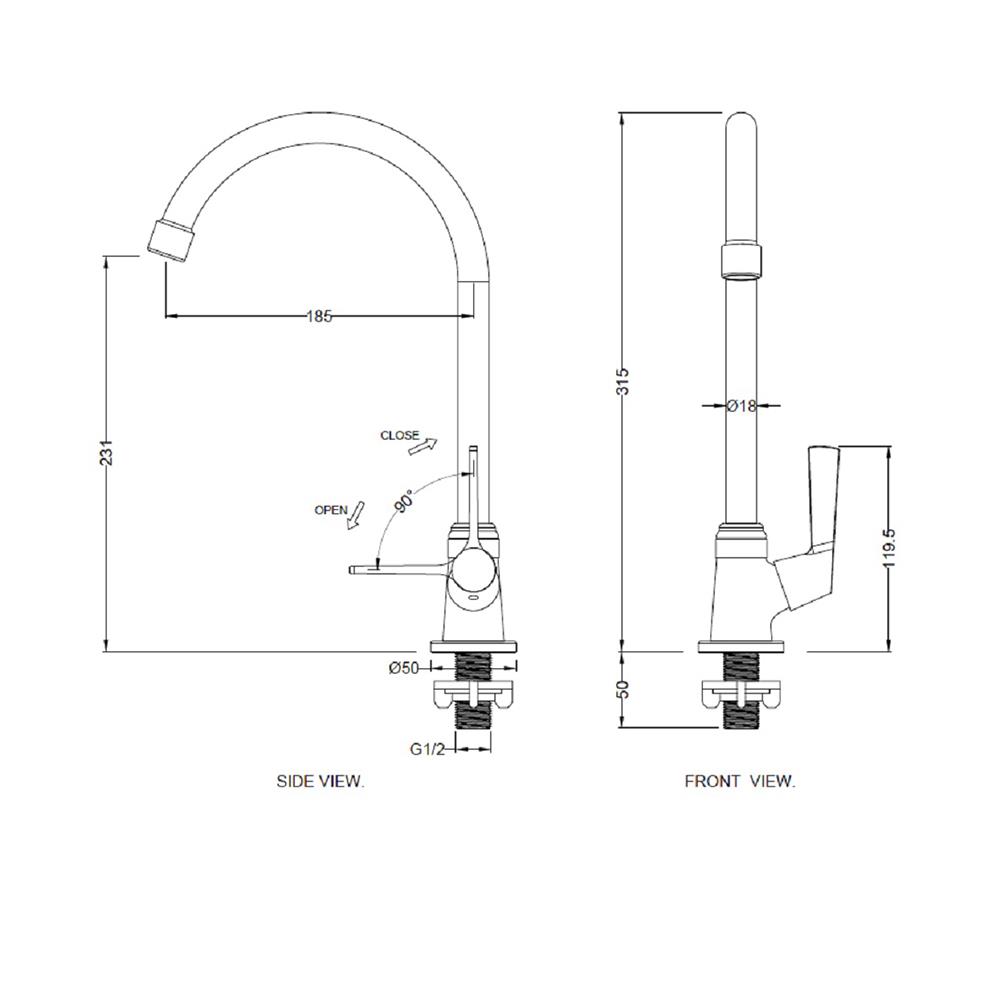 ก๊อกซิงค์เดี่ยวเคาน์เตอร์ HAFELE 495.62.032 สีโครม