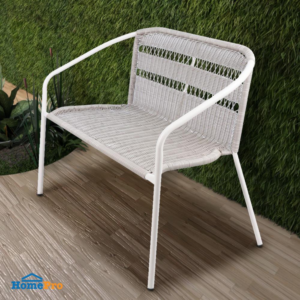 ม้านั่งสนามหวายเทียม SPRING WICKER สีเทาอ่อน