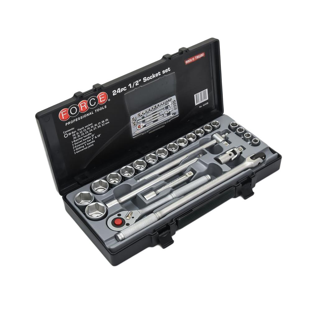ชุดลูกบ็อกซ์ 6 เหลี่ยม 1/2 นิ้ว FORCE 24 ชิ้น/ชุด