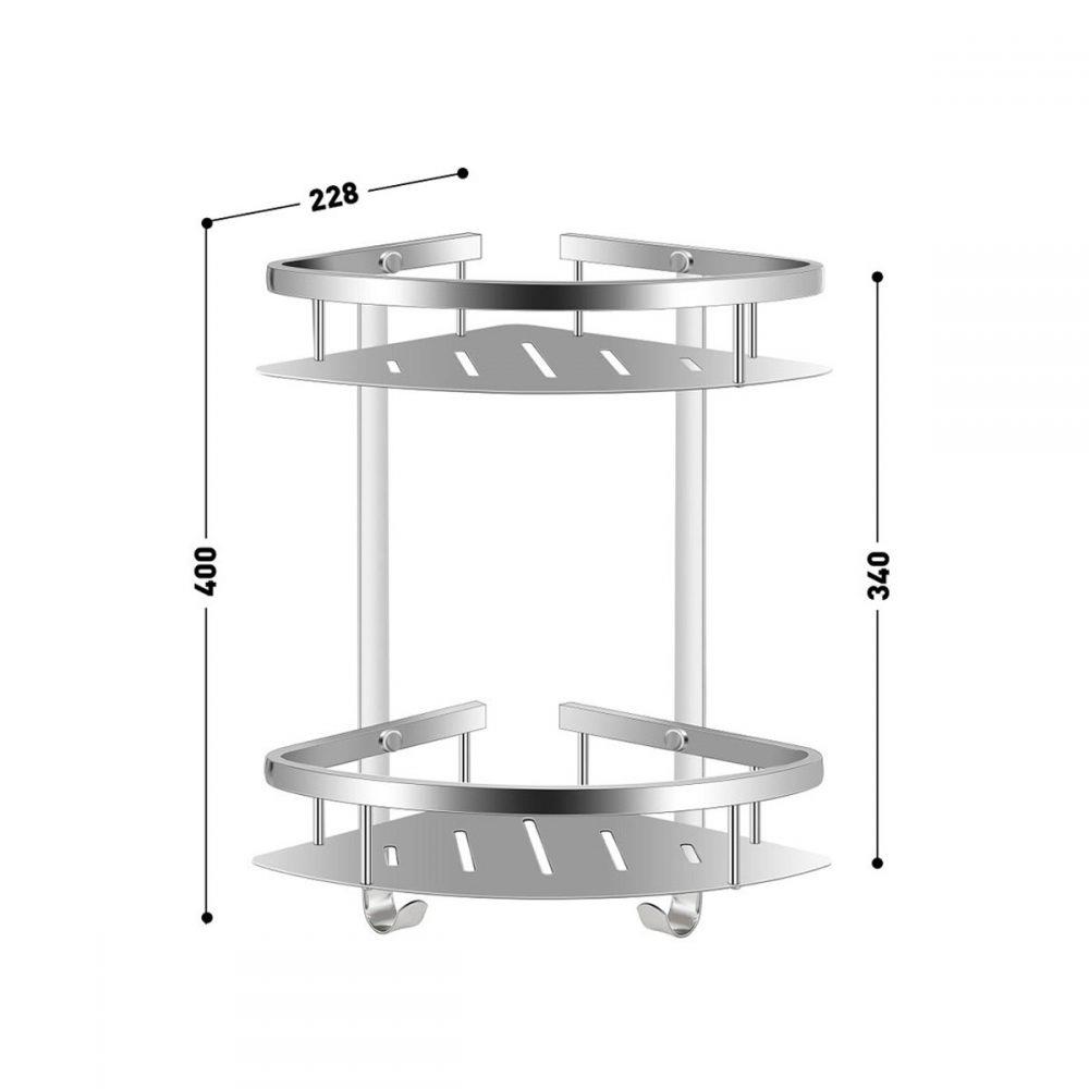 ตะแกรงวางของเข้ามุม 2 ชั้น RASLAND RA B20255 สเตนเลส