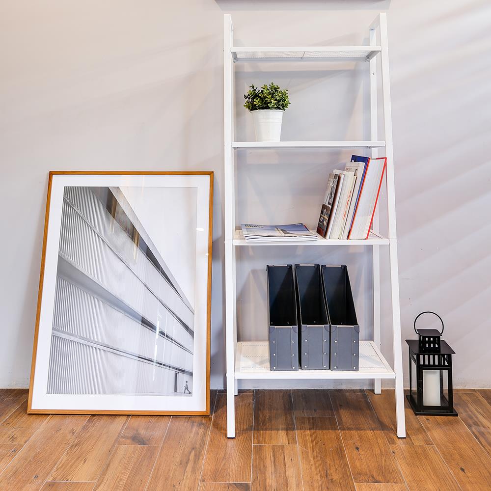 ชั้นวางของโล่งเหล็ก 4 ชั้น CTREND สีขาว