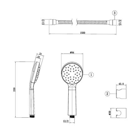ชุดฝักบัวสายอ่อน 1 ระดับ HAFELE รุ่น 495.60.674 สีโครม_1