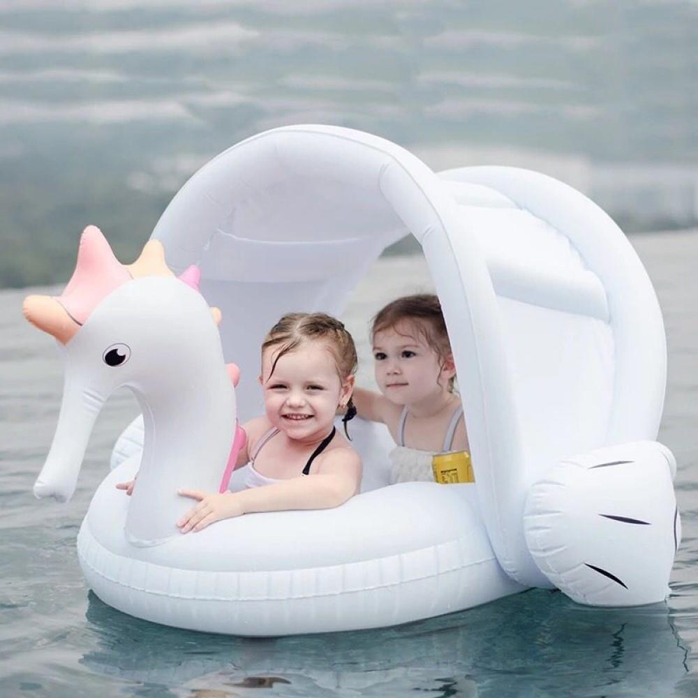 ห่วงยางแบบสอดขาลอยคู่ FLOAT ME SUMMER ม้าน้ำ สีขาว