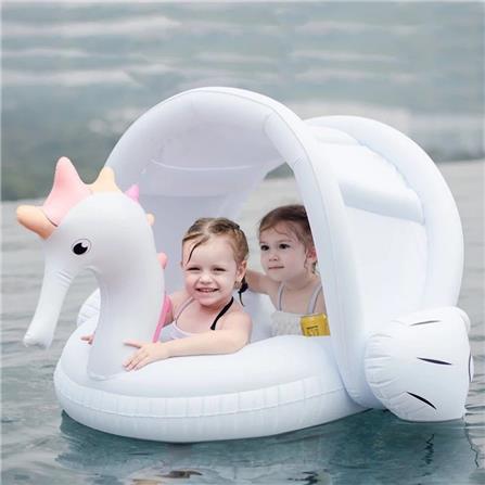 ห่วงยางแบบสอดขาลอยคู่ FLOAT ME SUMMER ม้าน้ำ สีขาว_5