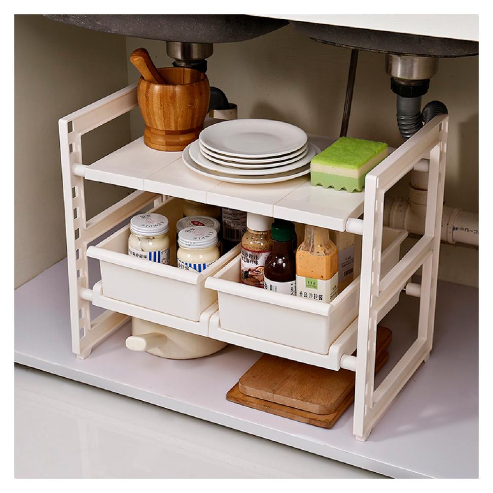 ชั้นวางของใต้ซิงค์ 2 ชั้นปรับได้ มีลิ้นชัก EKONO