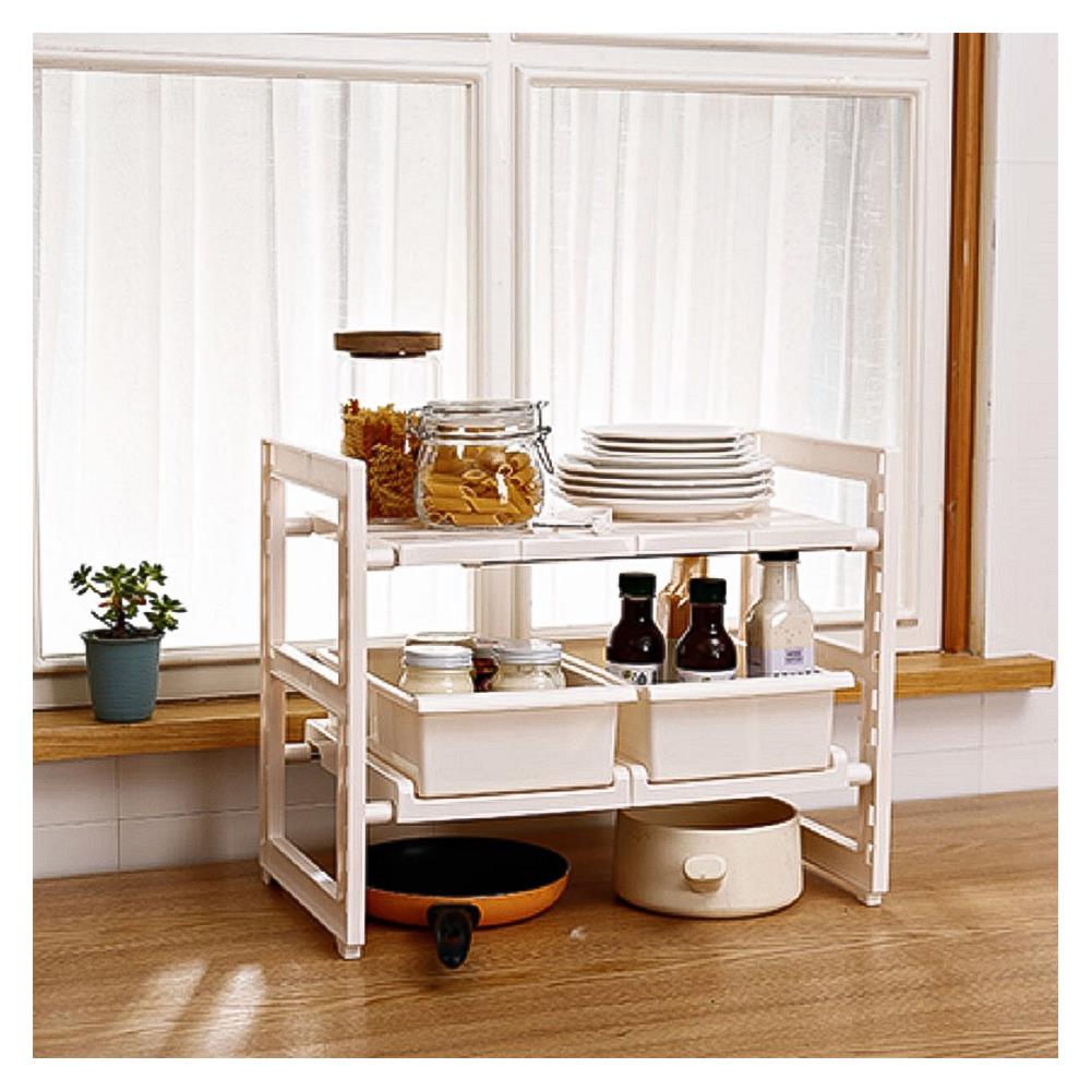 ชั้นวางของใต้ซิงค์ 2 ชั้นปรับได้ มีลิ้นชัก EKONO