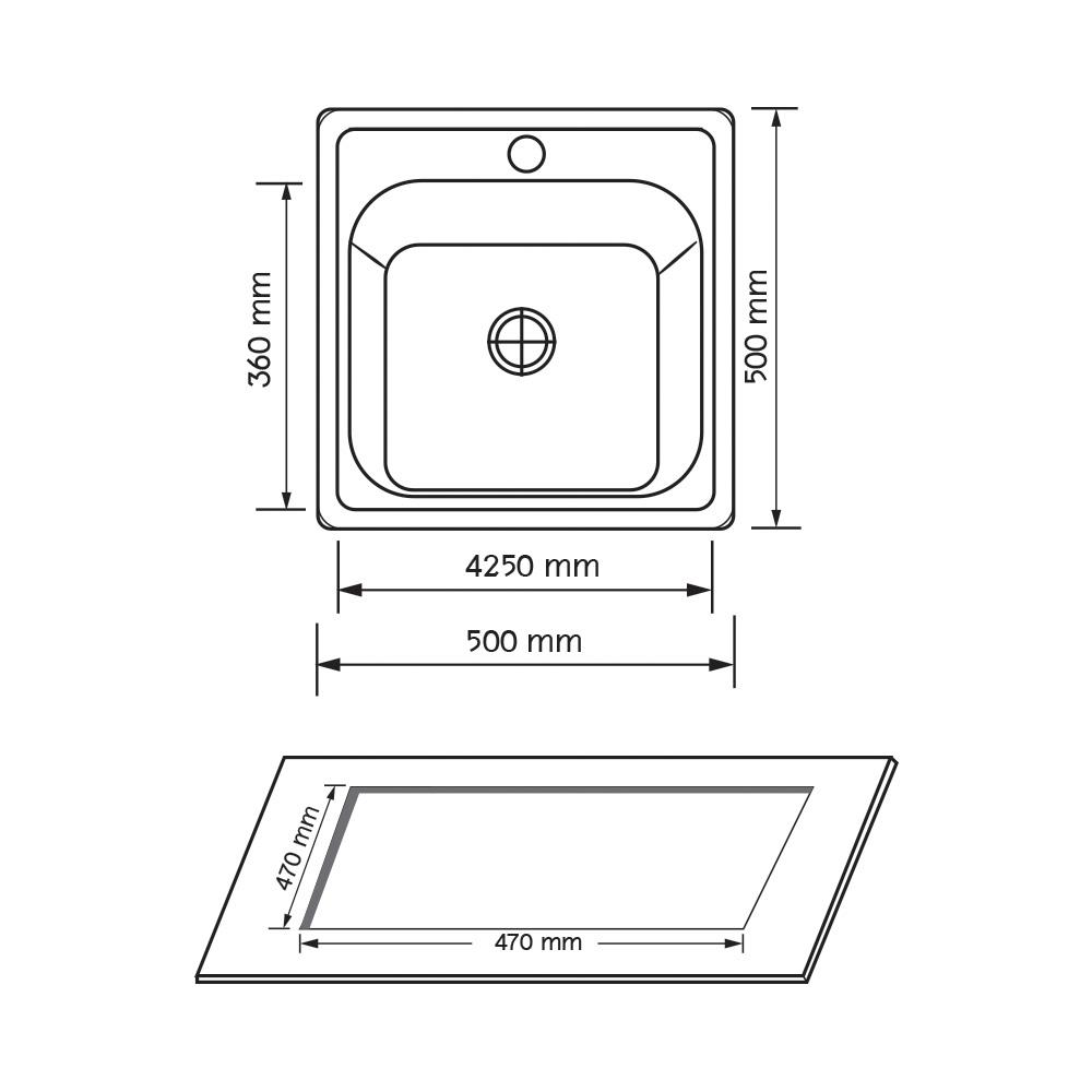 ซิงค์ฝัง 1หลุม AXIA PP5050 สเตนเลส
