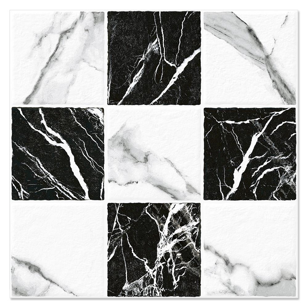 กระเบื้องพื้นพอร์ซเลน  16x16 นิ้ว COTTO เชส มาร์เบิลมิกซ์ ขาว ดำ HYG