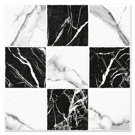 กระเบื้องพื้นพอร์ซเลน  16x16 นิ้ว COTTO เชส มาร์เบิลมิกซ์ ขาว ดำ HYG