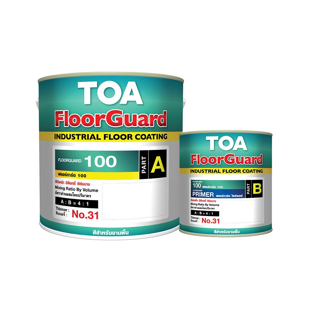 สีงานอุตสาหกรรม TOA FLOORGUARD 100 PART A+B #0100 สีเหลือง 1 แกลลอน
