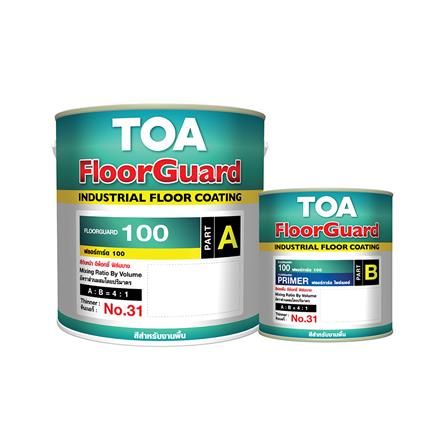 สีงานอุตสาหกรรม TOA FLOORGUARD 100 PART A+B #0100 สีเหลือง 1 แกลลอน