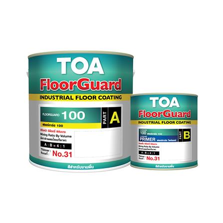 สีงานอุตสาหกรรม TOA FLOORGUARD 100 PART A+B #0600 สีเขียว 1 แกลลอน