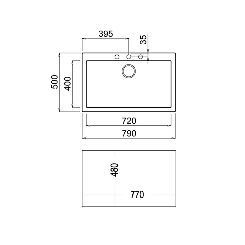 ซิงค์ฝัง 1หลุม TEKA FORSQUARE 72.40 TG แกรนิต สีดำ