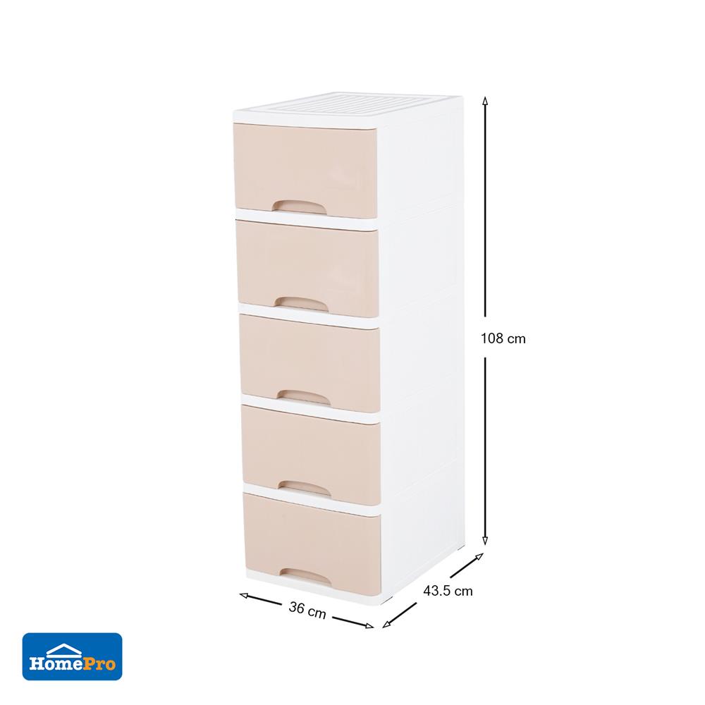 ตู้ลิ้นชัก 5 ชั้น STACKO KS-515P  36x43.5x108 ซม. สีชมพู