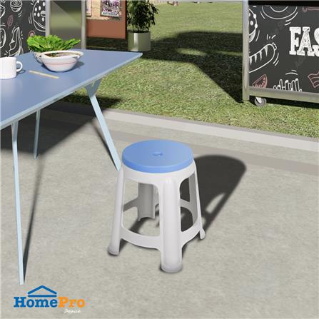 เก้าอี้พลาสติก ME LIVING STOOL สีขาว-ฟ้า_4