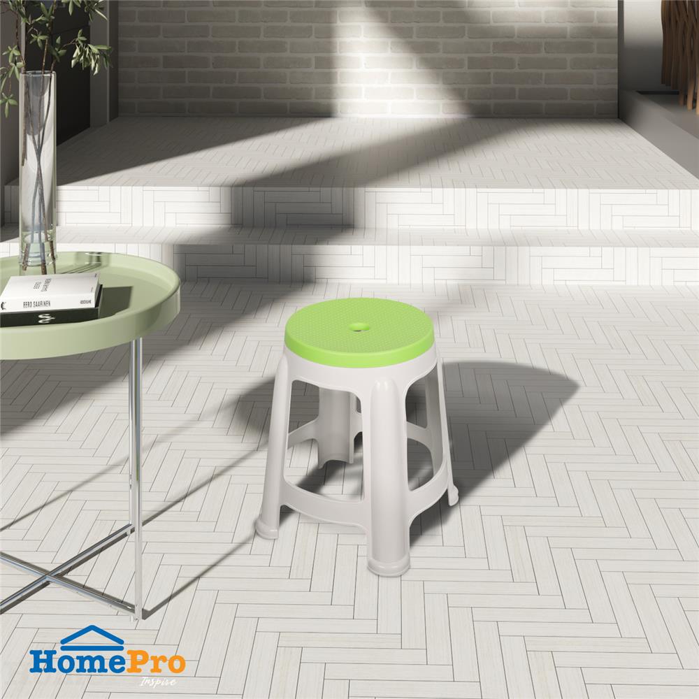 เก้าอี้พลาสติก ME LIVING STOOL สีขาว-เขียว