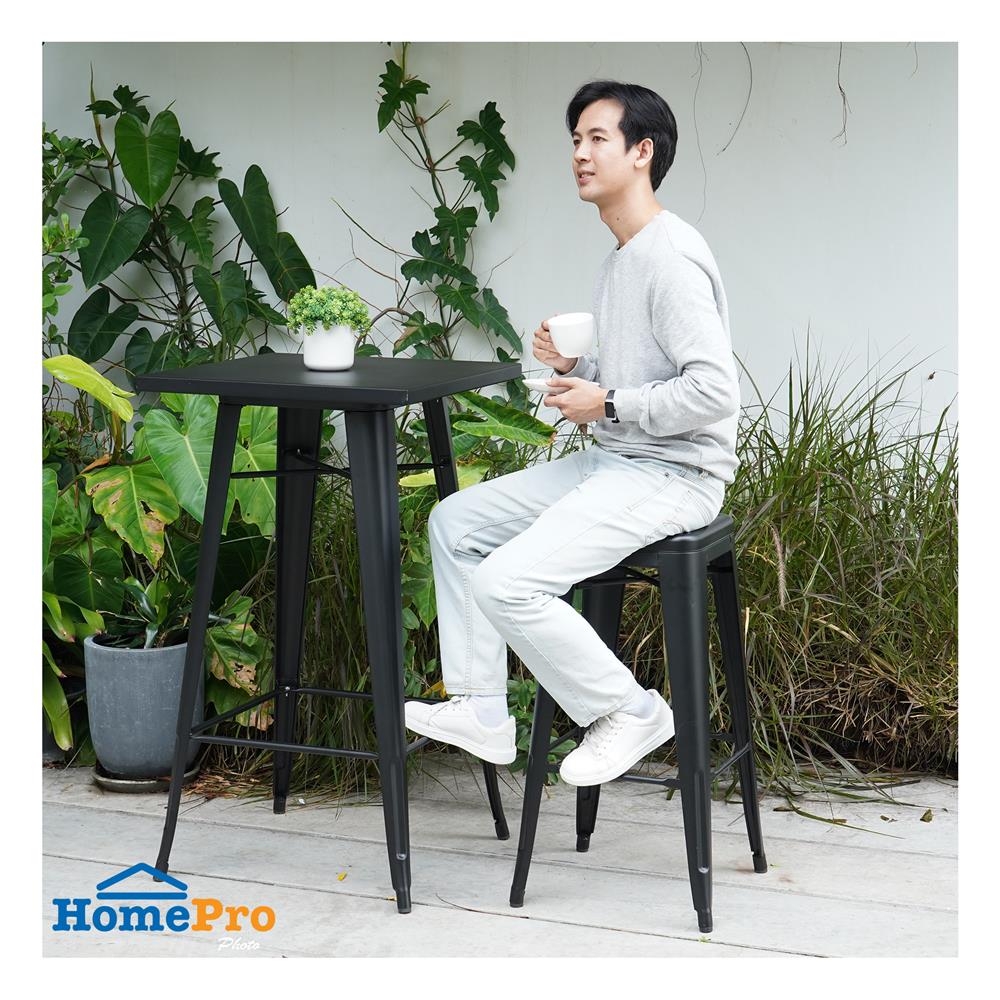 เก้าอี้บาร์สนามเหล็ก SPRING MAXX สีดำ
