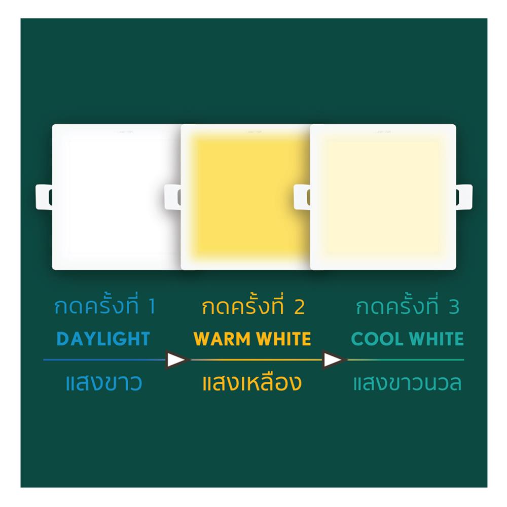 ดาวน์ไลท์ LED LAMPTAN COLOUR SWITCH DECIDE 3.5 นิ้ว 10 วัตต์ DAYLIGHT/WARM WHITE/COOL WHITE สีขาว