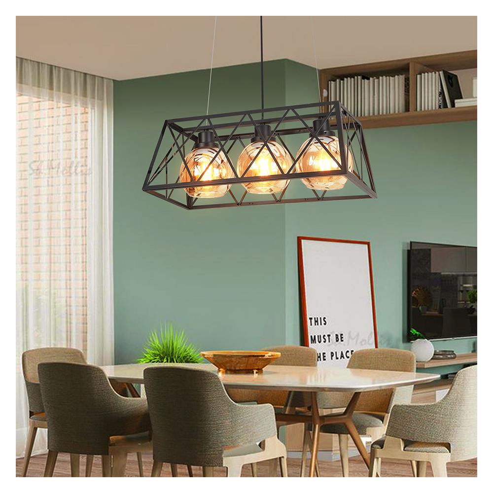 ไฟช่อ CST 6892-3 แก้ว/โลหะ/สีดำ/สีชา 3หัว