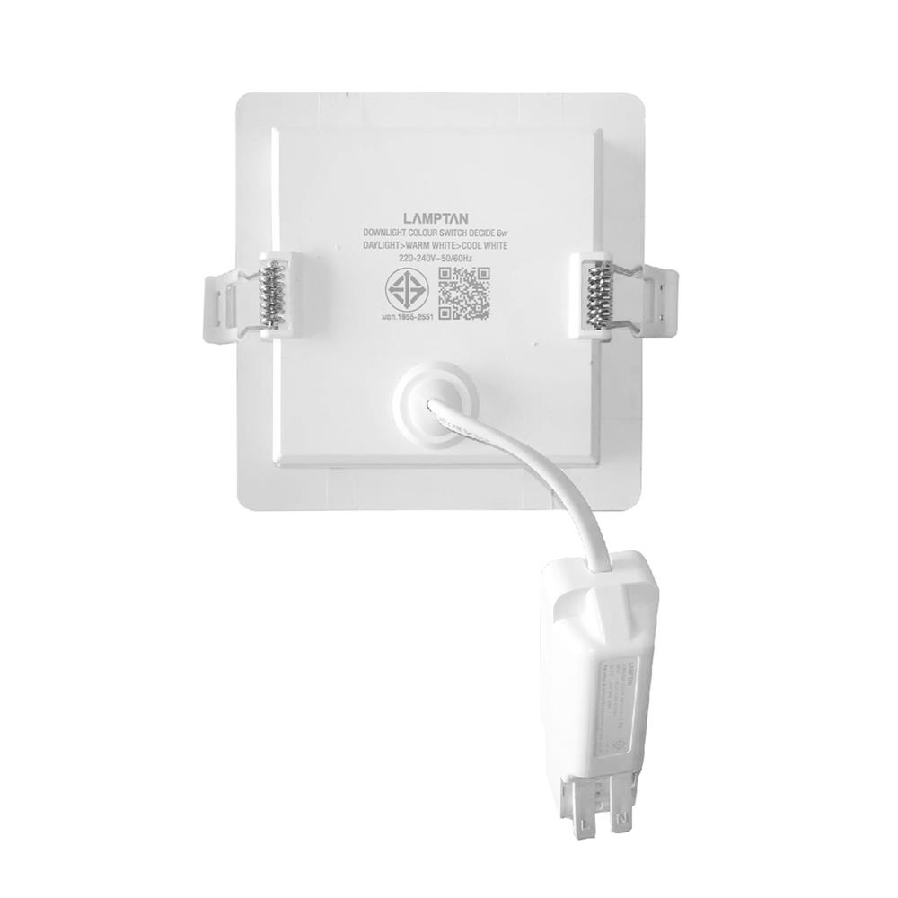 ดาวน์ไลท์ LED LAMPTAN COLOUR SWITCH DECIDE 3 นิ้ว 6 วัตต์ DAYLIGHT/WARM WHITE/COOL WHITE สีขาว