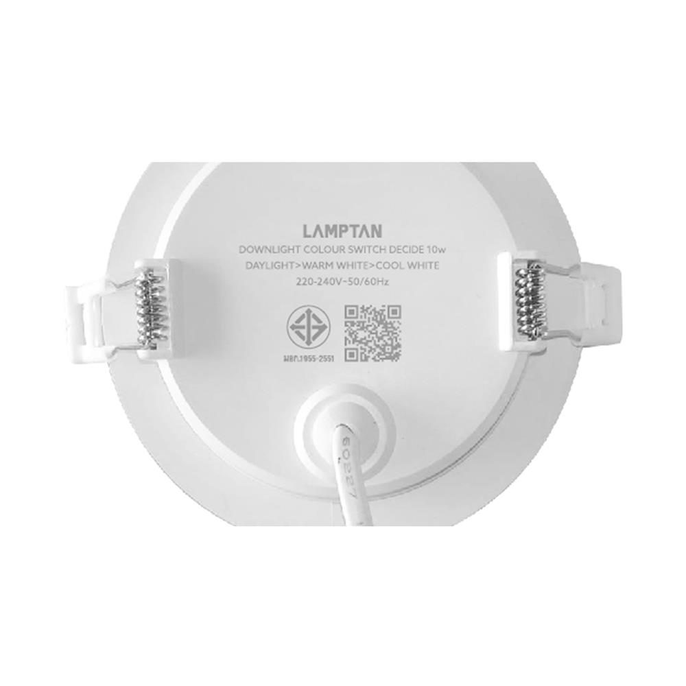 ดาวน์ไลท์ LED LAMPTAN COLOUR SWITCH DECIDE 3.5 นิ้ว 10 วัตต์ DAYLIGHT/WARM WHITE/COOL WHITE สีขาว