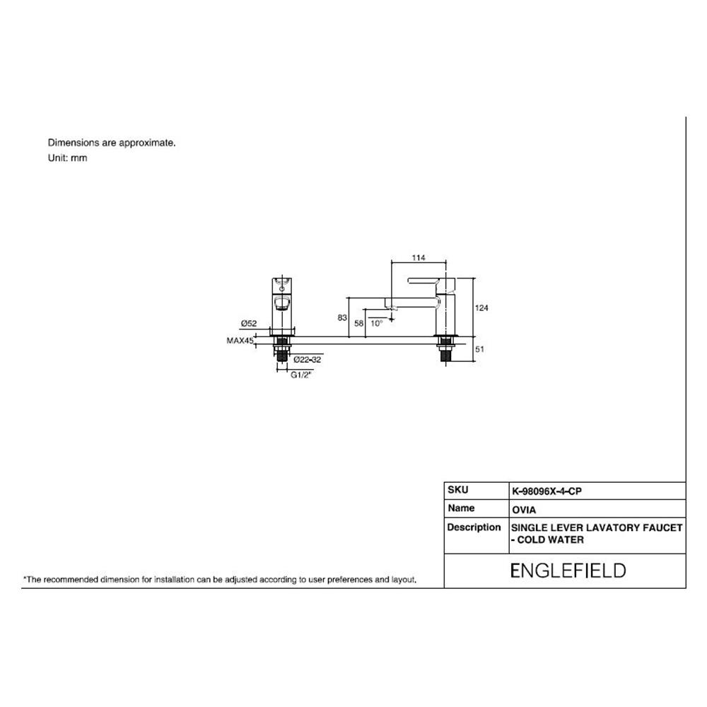 ก๊อกอ่างล้างหน้า ENGLEFIELD K-98096X-4-BL