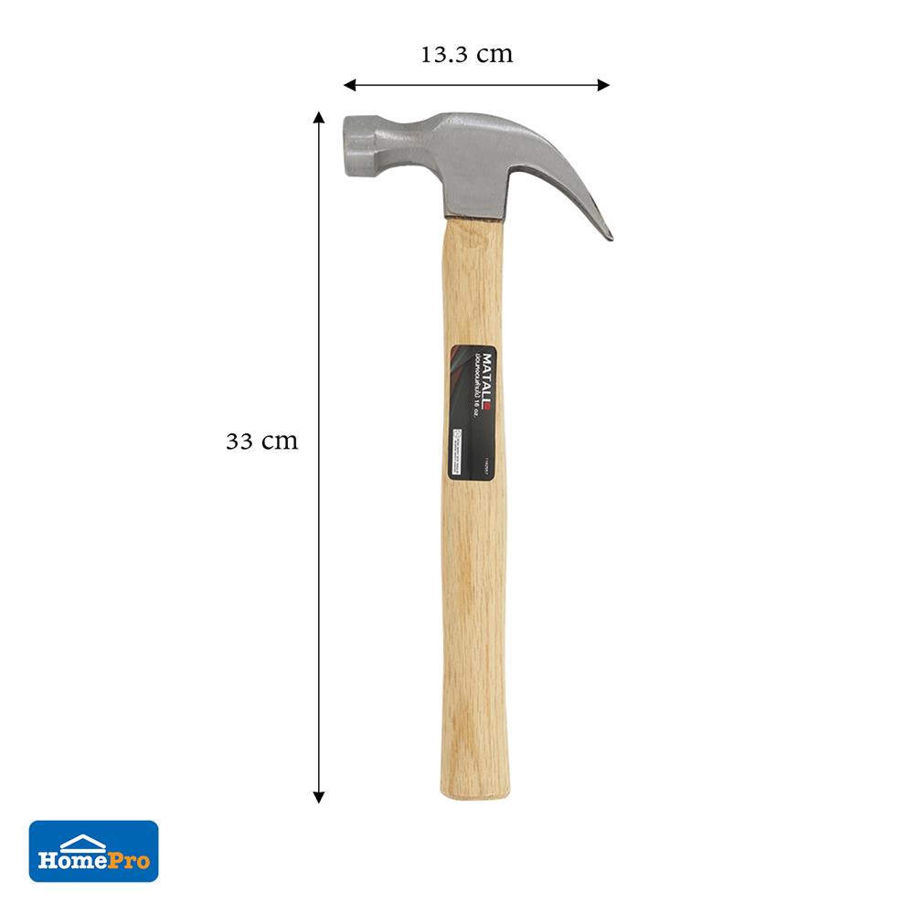 ค้อนหงอน ด้ามไม้ MATALL DT-HMP81012-A 16 ออนซ์