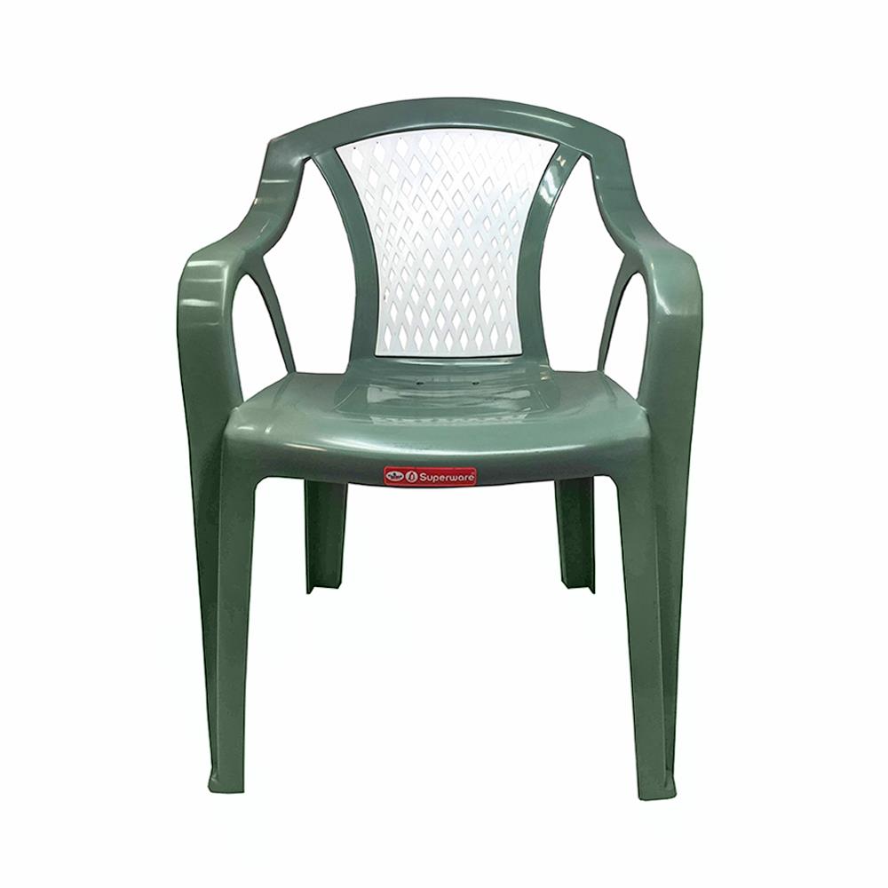 เก้าอี้พนักพิงแบบเท้าแขน SUPERWARE CH-52 สีเขียว/ขาว