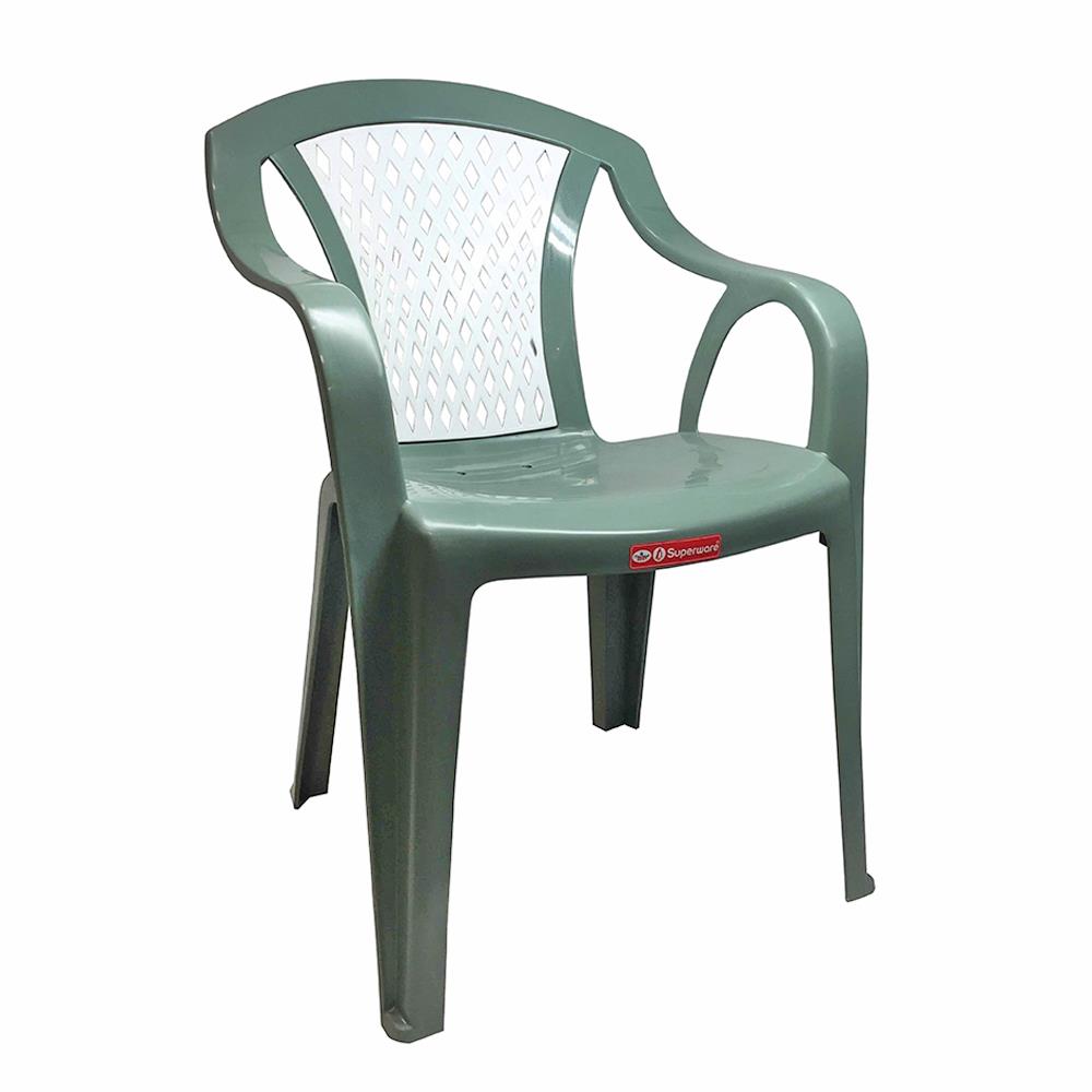 เก้าอี้พนักพิงแบบเท้าแขน SUPERWARE CH-52 สีเขียว/ขาว
