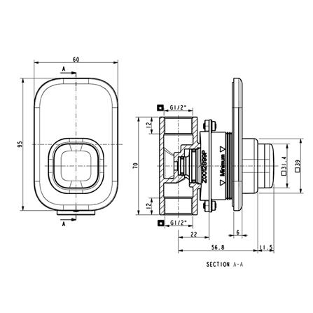 ก๊อกยืนอาบฝังผนัง AMERICAN STANDARD A-2826-10 สีโครม_1